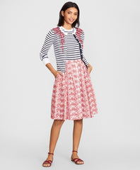 Brooks Brothers Women Floral-Beaded Striped Cardigan
