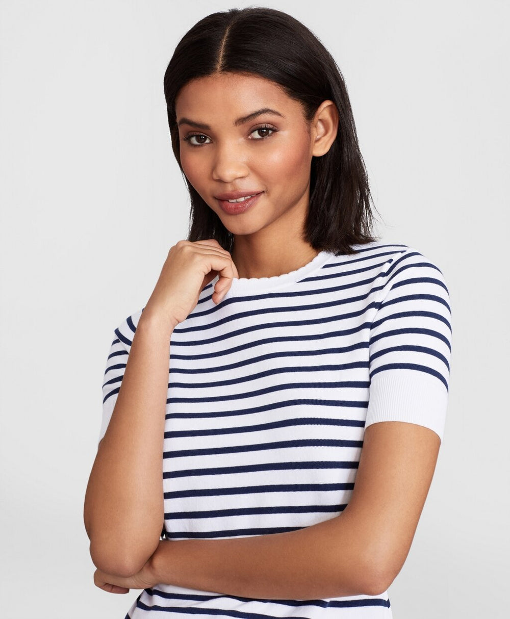 Brooks Brothers Women Striped Short-Sleeve Shell