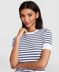 Brooks Brothers Women Striped Short-Sleeve Shell