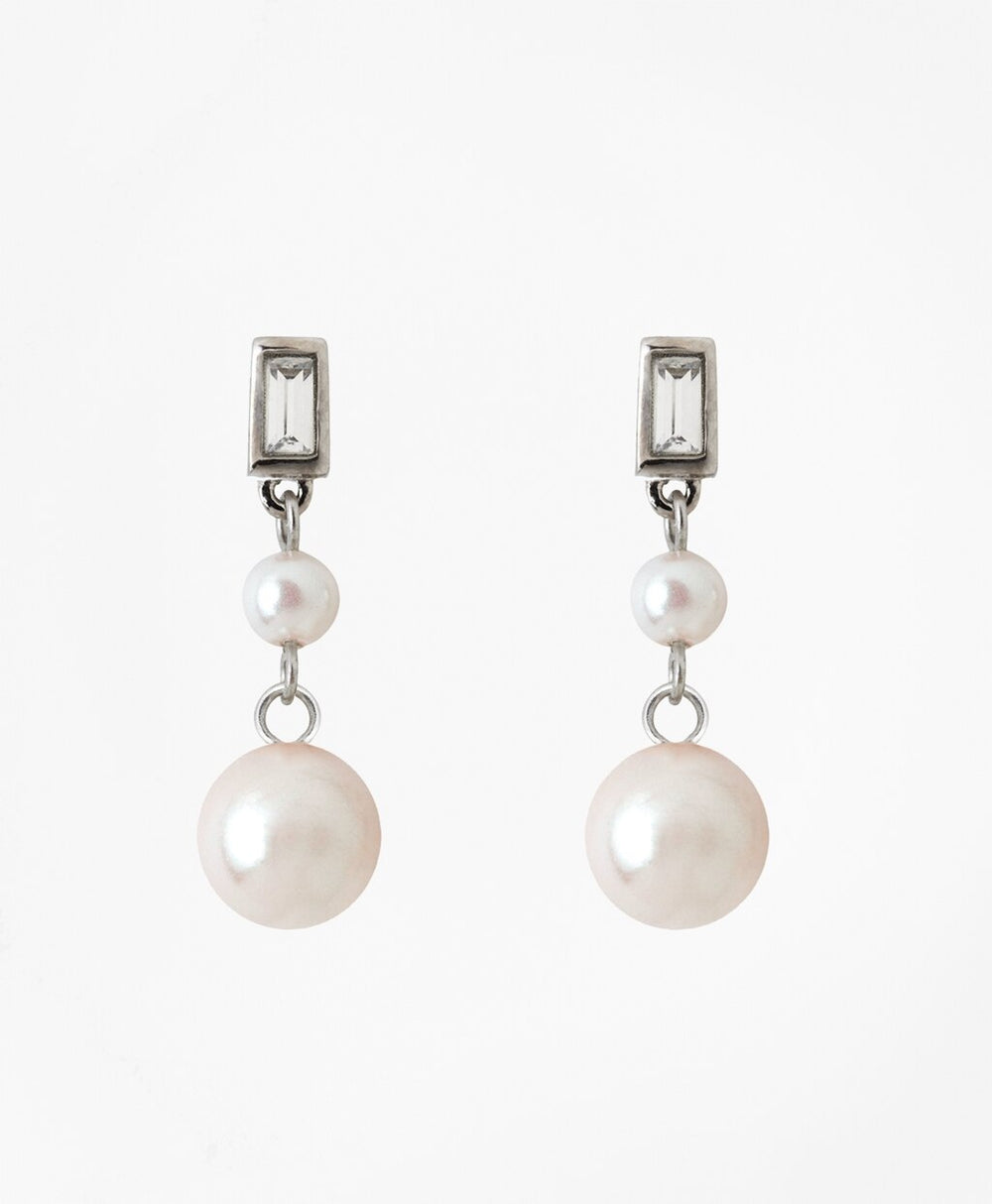 Brooks Brothers Women Glass Pearl Drop Earrings