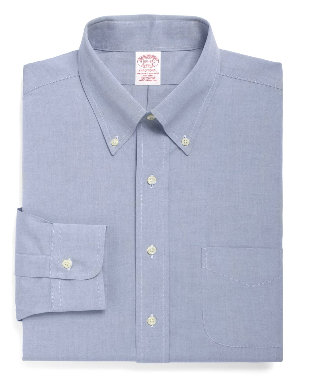 Brooks Brothers Men Traditional Relaxed-Fit Dress Shirt, Non-Iron Button-Down Collar