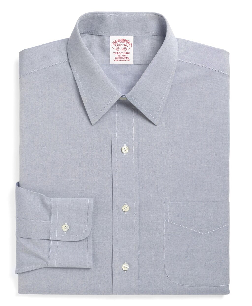 Brooks Brothers Men Traditional Relaxed-Fit Dress Shirt, Non-Iron Point Collar