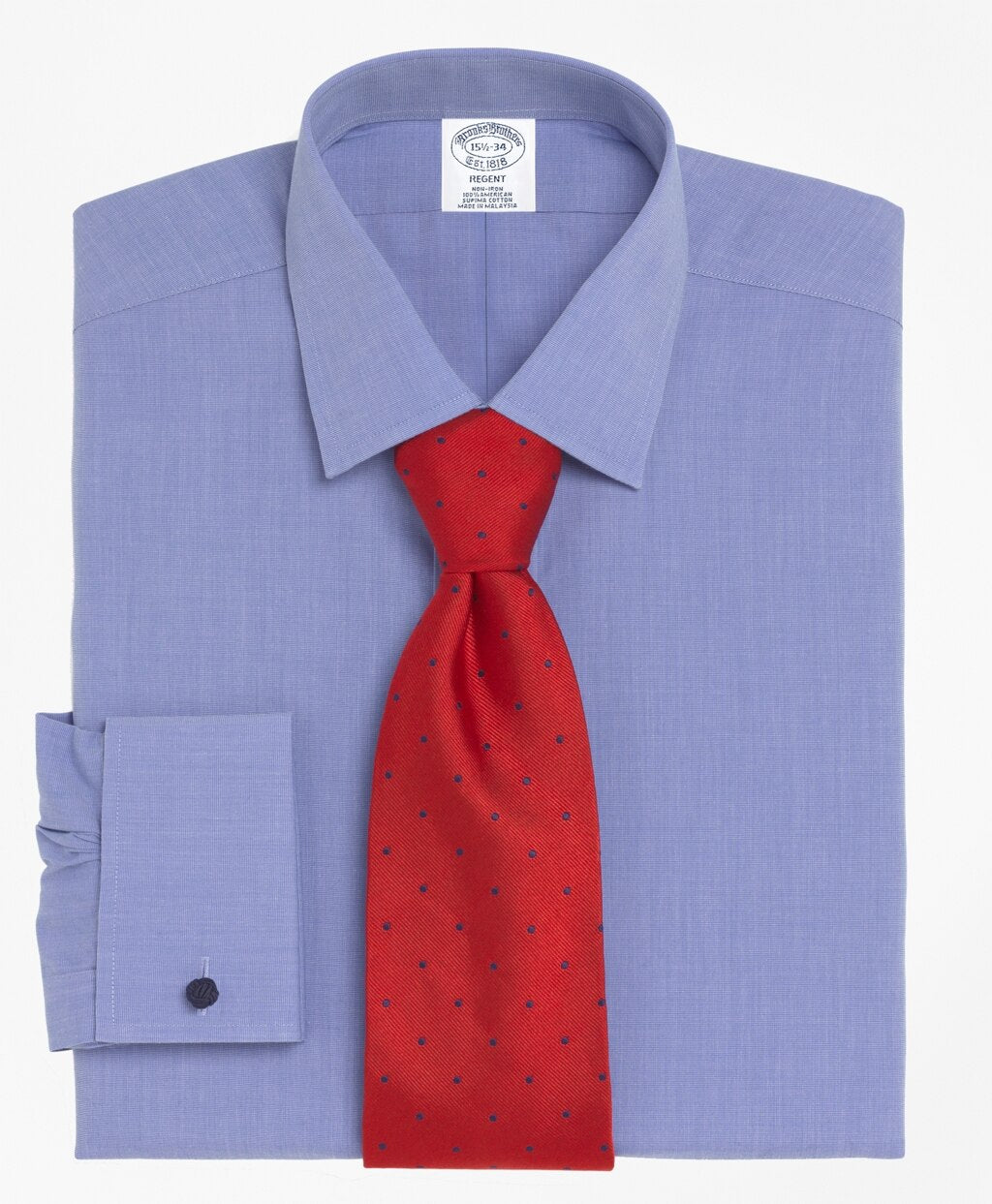 Brooks Brothers Men Regent Fitted Dress Shirt, Non-Iron Spread Collar French Cuff