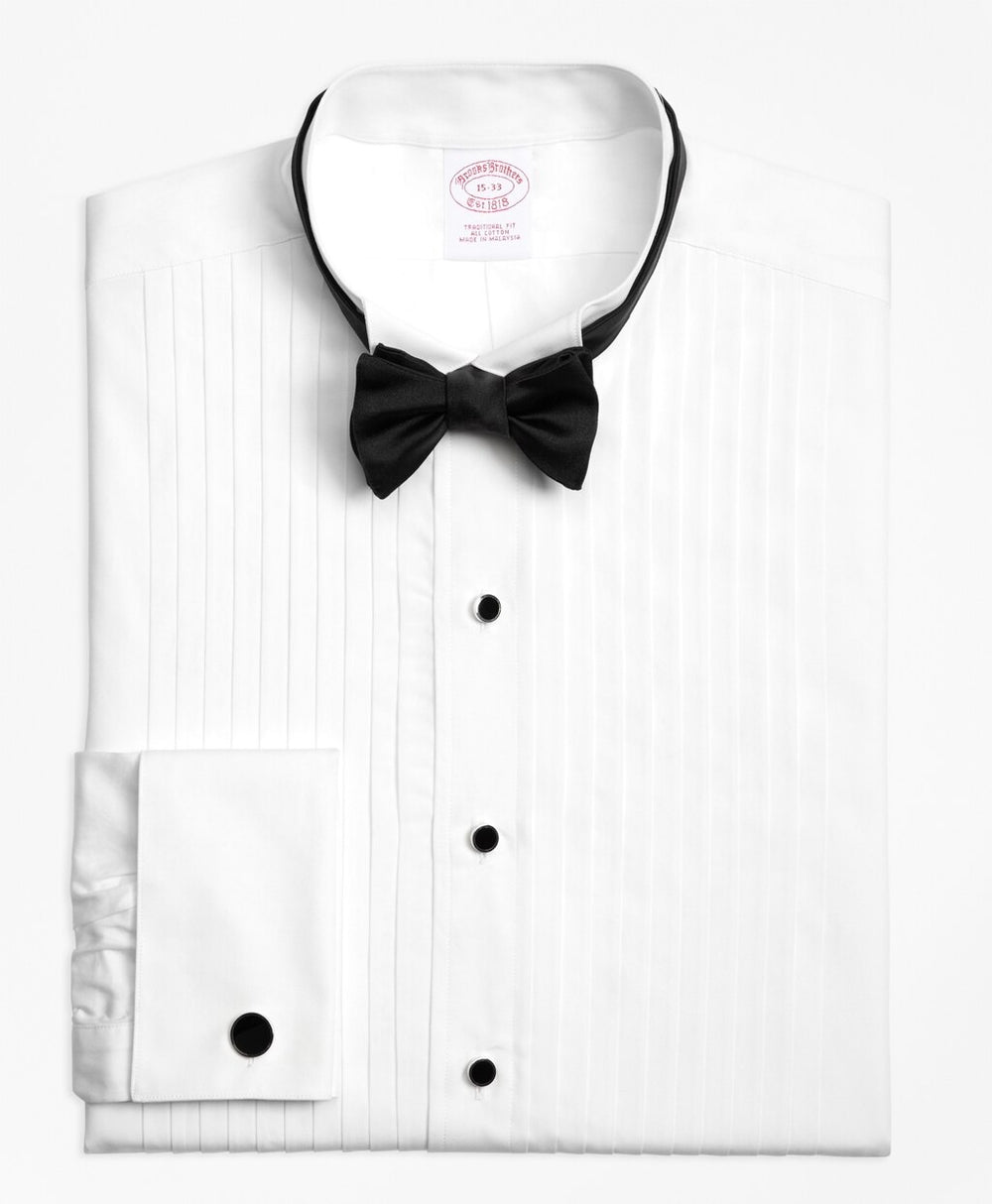 Brooks Brothers Men Traditional Fit Ten-Pleat Wing Collar Tuxedo Shirt