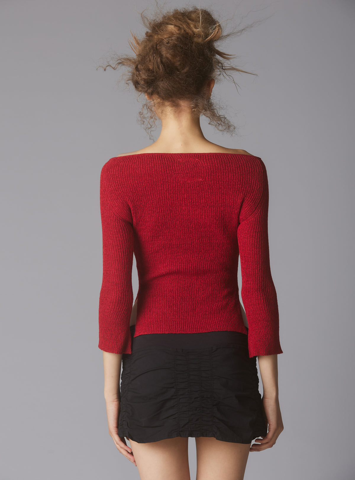 Off The Shoulder Quarter Sleeve Top In Red - Red | UNIF Clothing discount