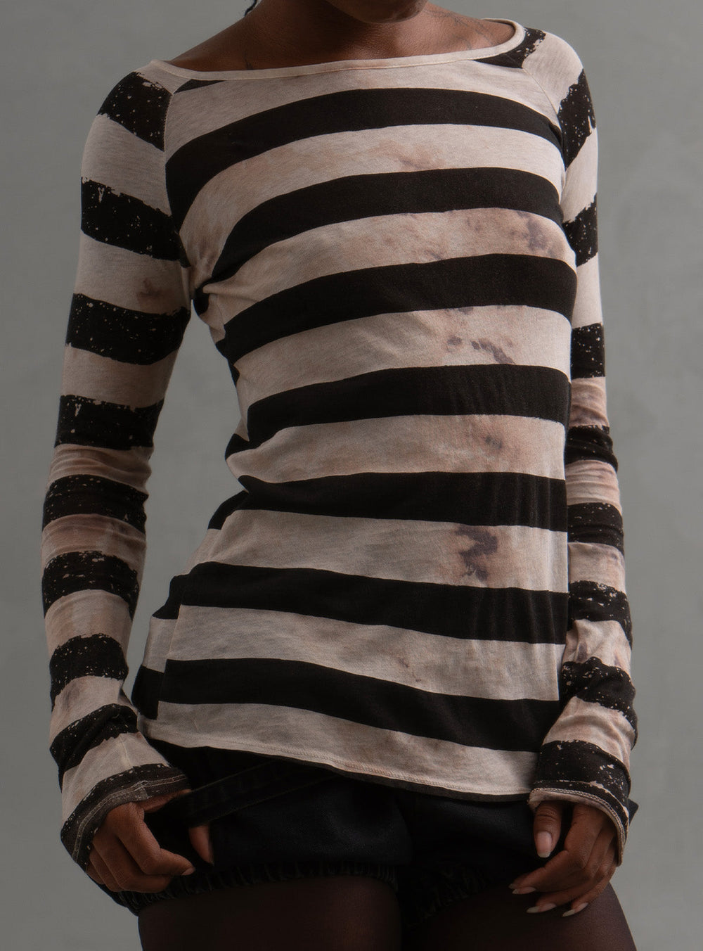Jester Long Sleeve - Black / White Stripe | UNIF Clothing Sale