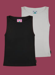 Wide Tank Two-Pack - Black/Vintage White | UNIF Clothing online shop
