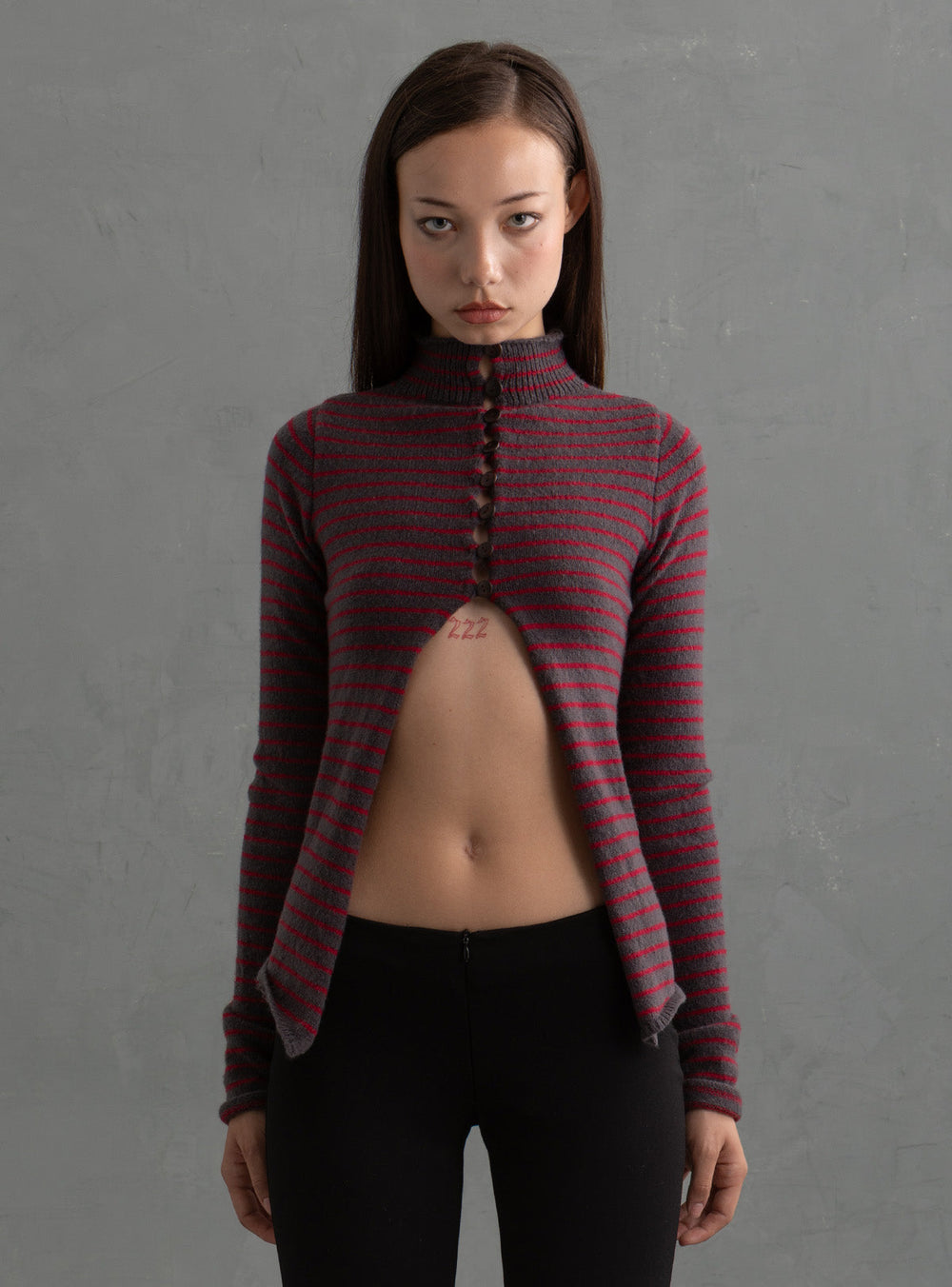 Norg Cardigan - Grey / Red | UNIF Clothing Sale