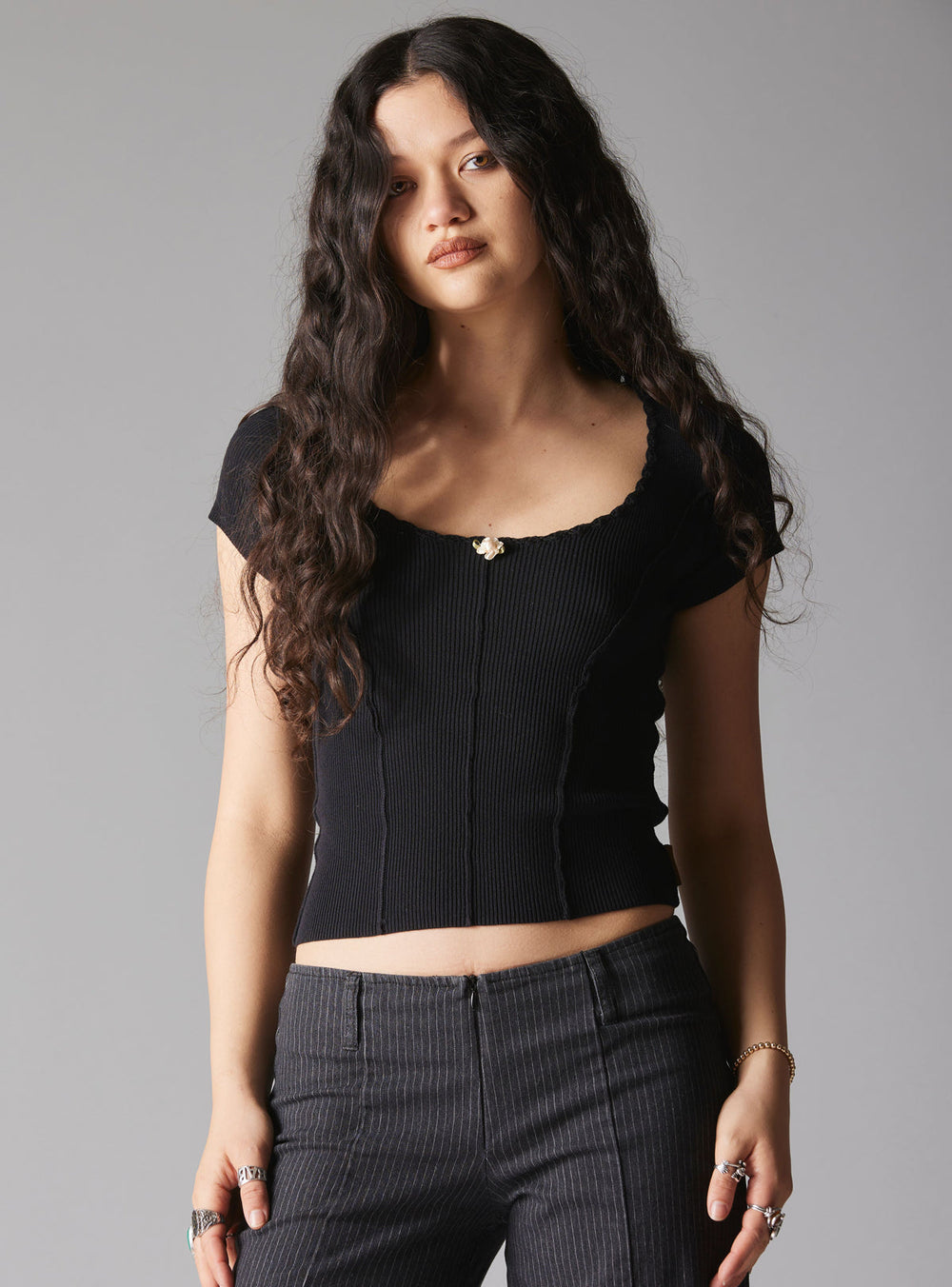 XAE Ribbed Crop Top - Black | UNIF Clothing online