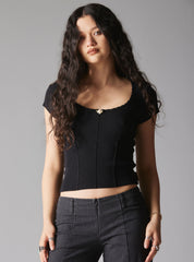 XAE Ribbed Crop Top - Black | UNIF Clothing online