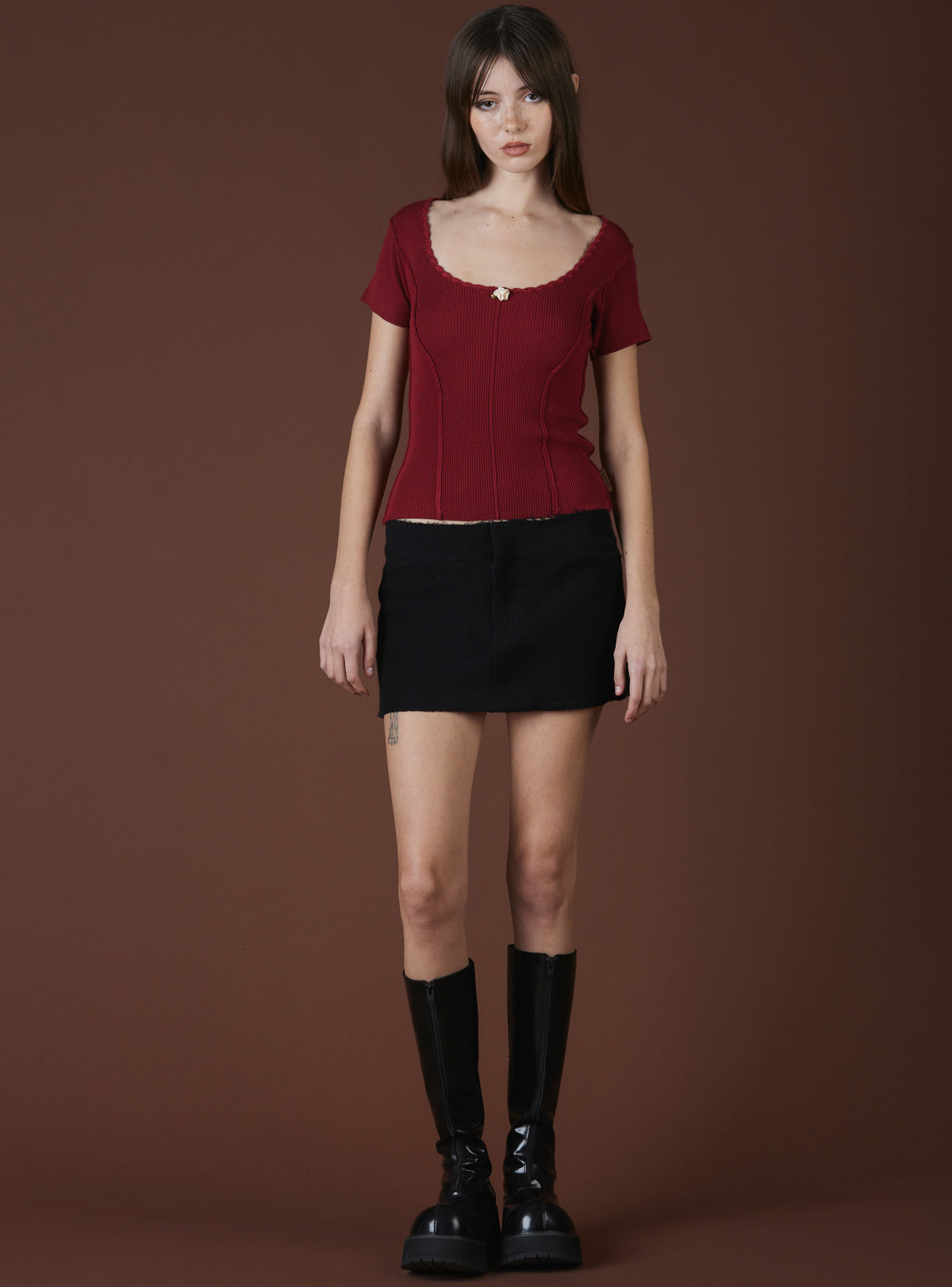 XAE Ribbed Crop Top - Red | UNIF Clothing outlet