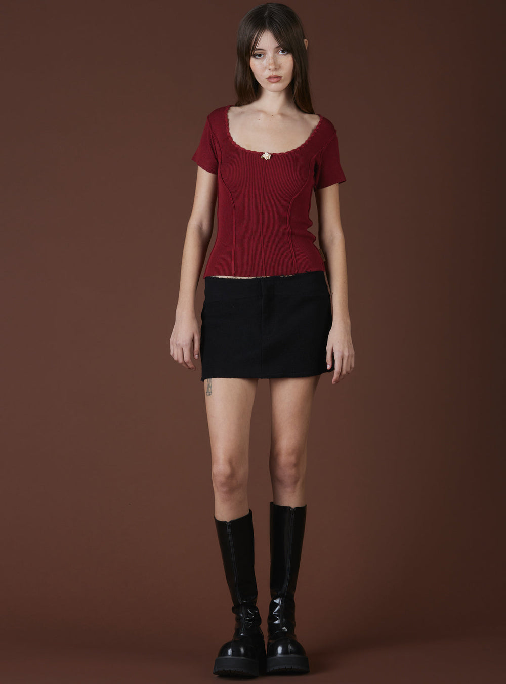 XAE Ribbed Crop Top - Red | UNIF Clothing outlet