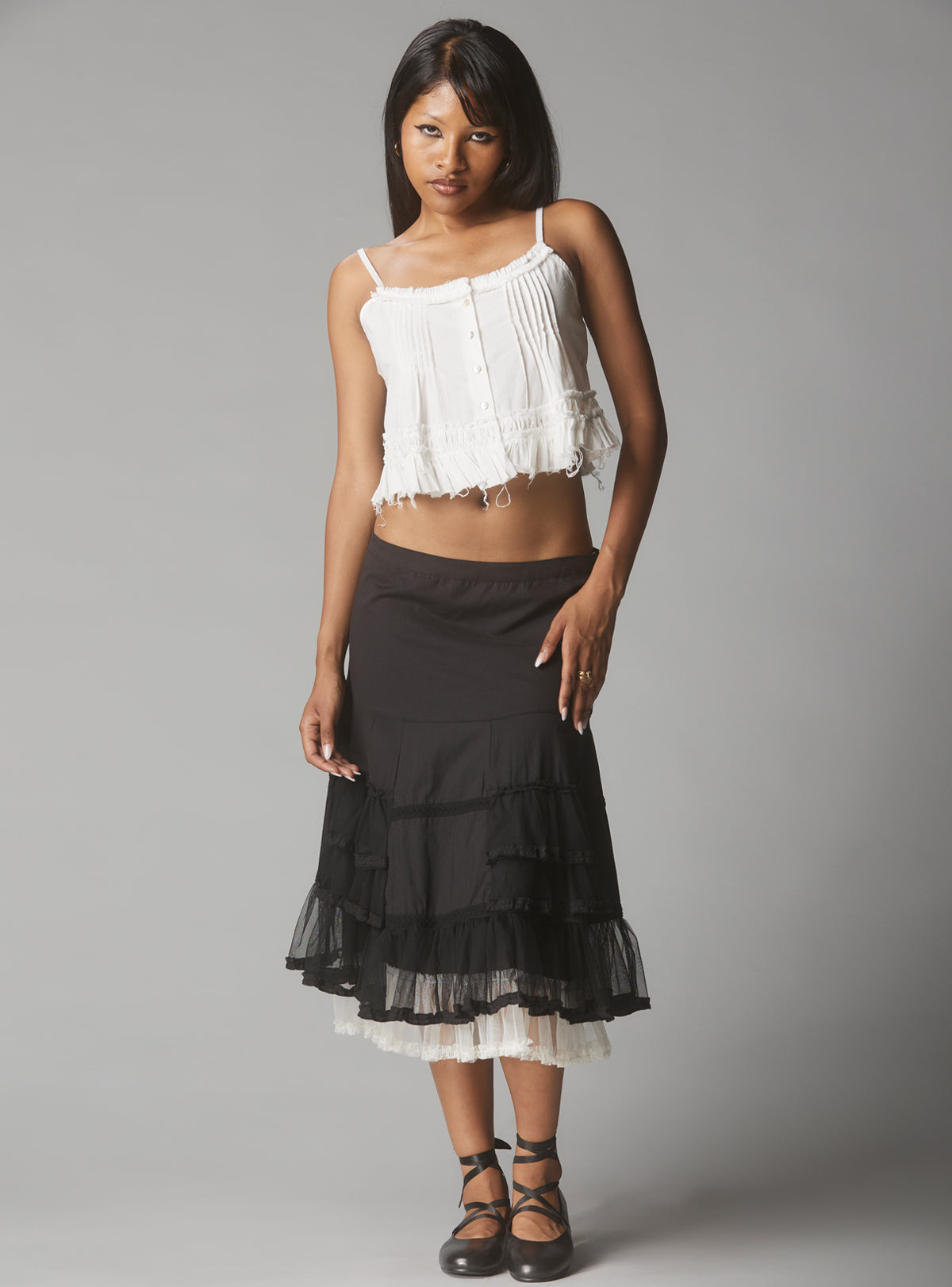 White Crop Top With Raw Hem - White | UNIF Clothing online shop