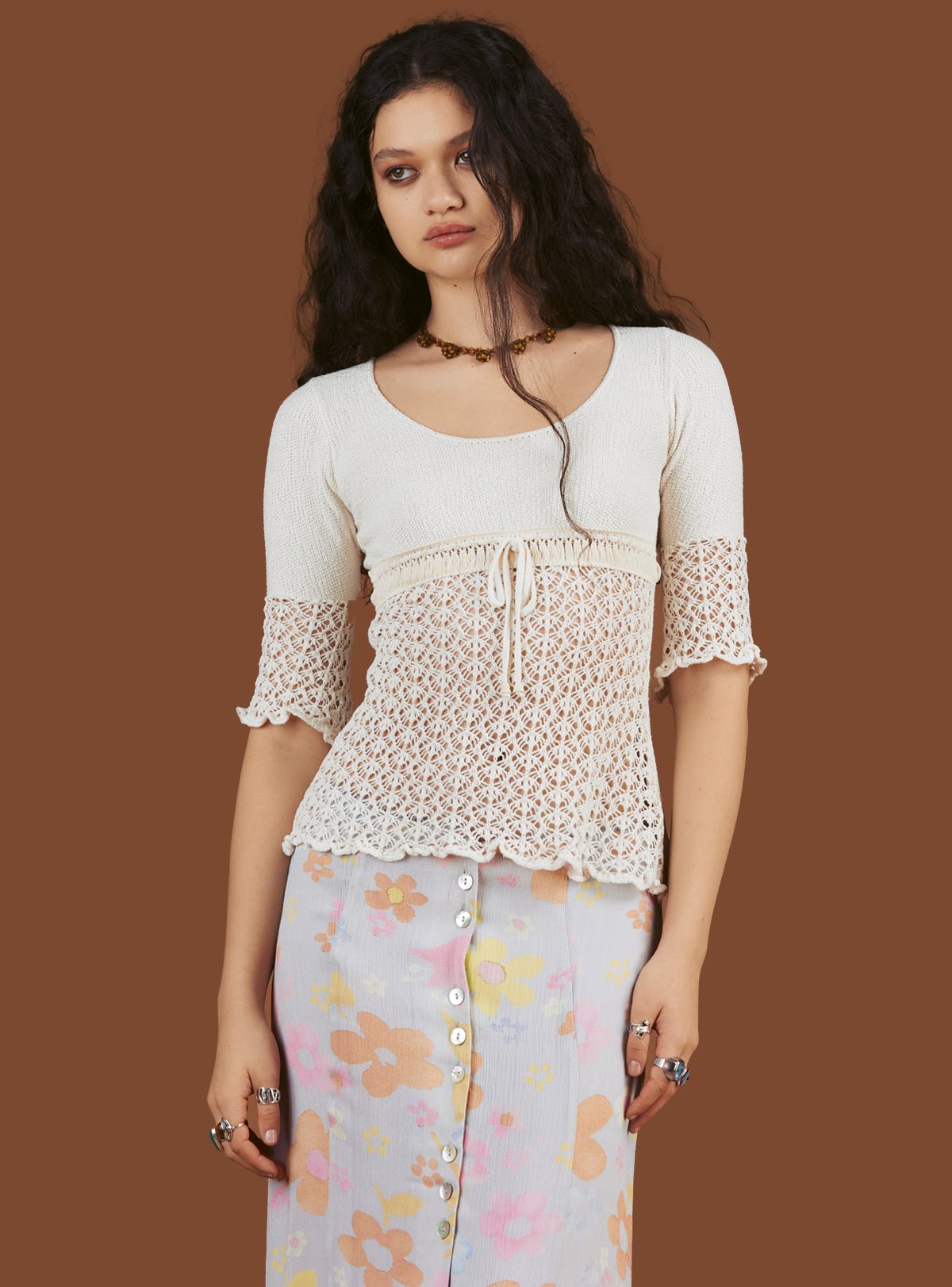 Crochet Knit Top In Off - Off White | UNIF Clothing Sale