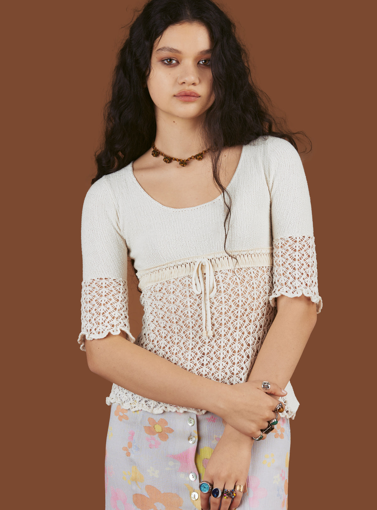 Crochet Knit Top In Off - Off White | UNIF Clothing Sale