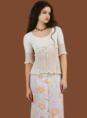 Crochet Knit Top In Off - Off White | UNIF Clothing Sale