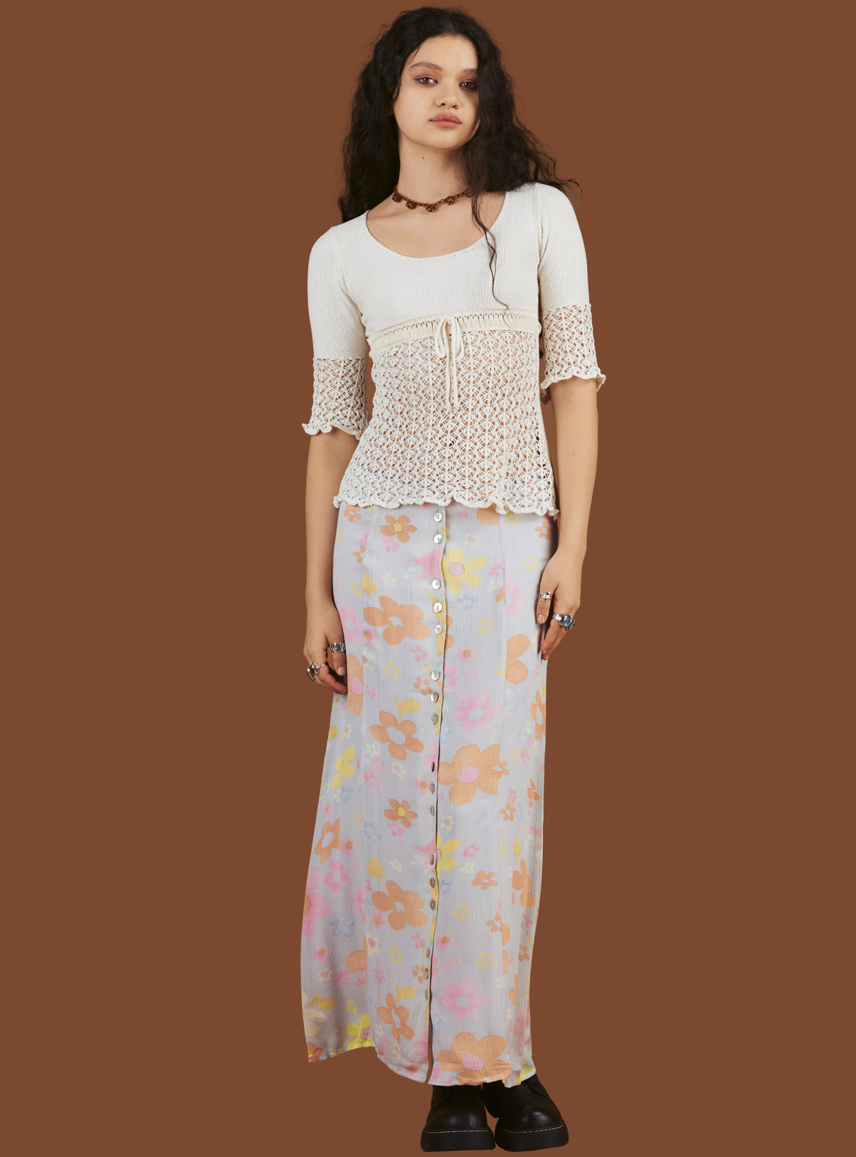 Crochet Knit Top In Off - Off White | UNIF Clothing Sale