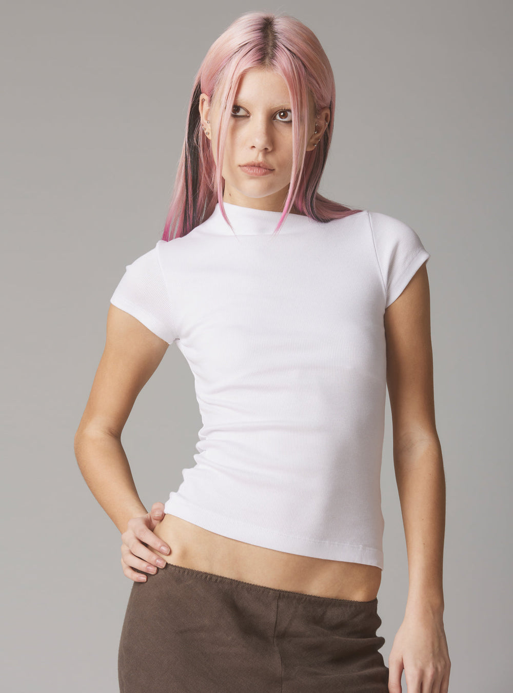 Rib Asymmetrical Cap Sleeve - White | UNIF Clothing online shop