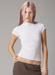 Rib Asymmetrical Cap Sleeve - White | UNIF Clothing online shop