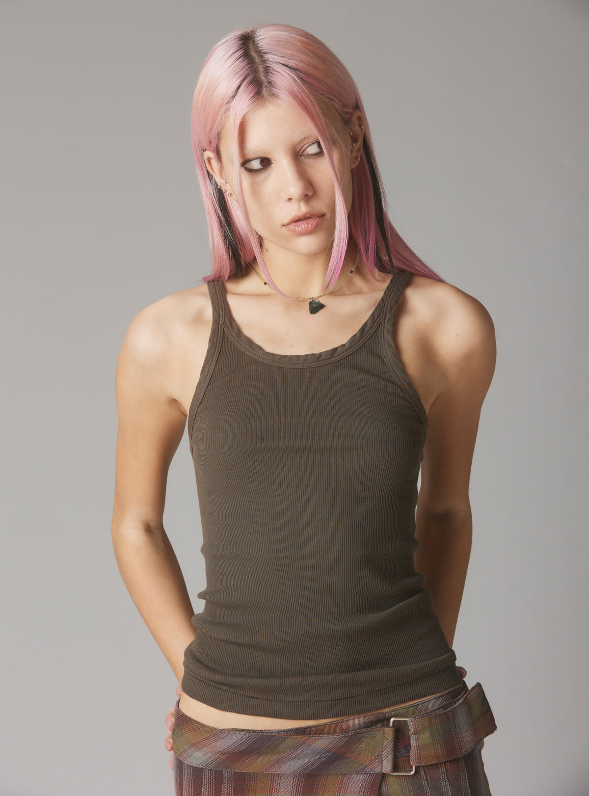 Staple Rib Tank Charcoal - Charcoal | UNIF Clothing Sale