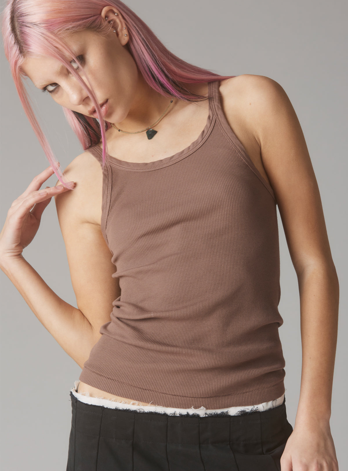 Staple Rib Tank Mauve - Mauve | UNIF Clothing on Sale