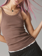 Staple Rib Tank Mauve - Mauve | UNIF Clothing on Sale