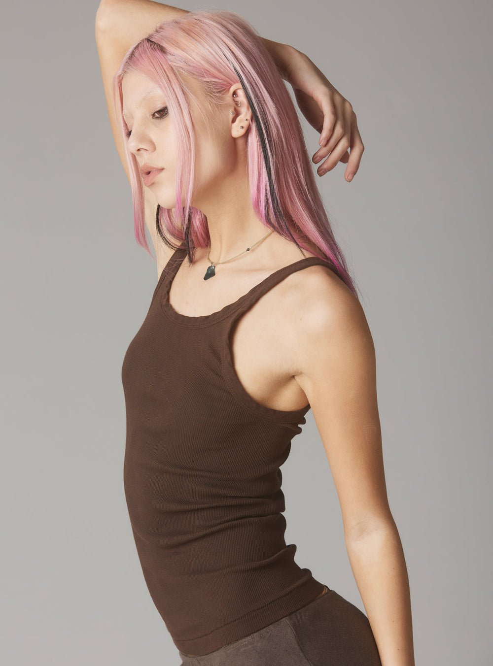 Staple Rib Tank Dark Brown - Dark Brown | UNIF Clothing discount
