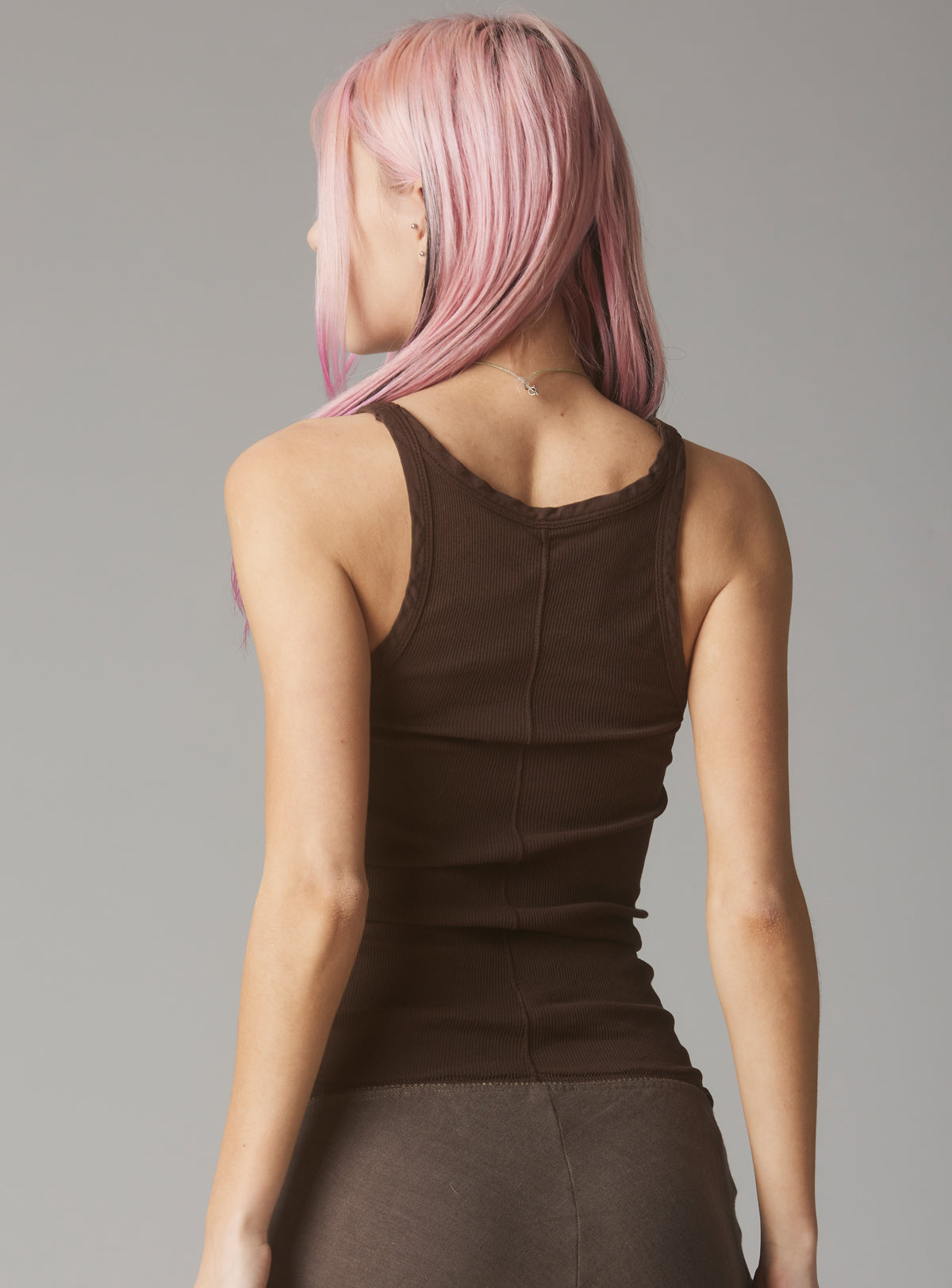 Staple Rib Tank Dark Brown - Dark Brown | UNIF Clothing discount