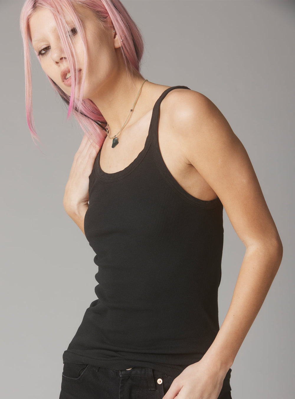 Staple Rib Tank - Black | UNIF Clothing for Sale