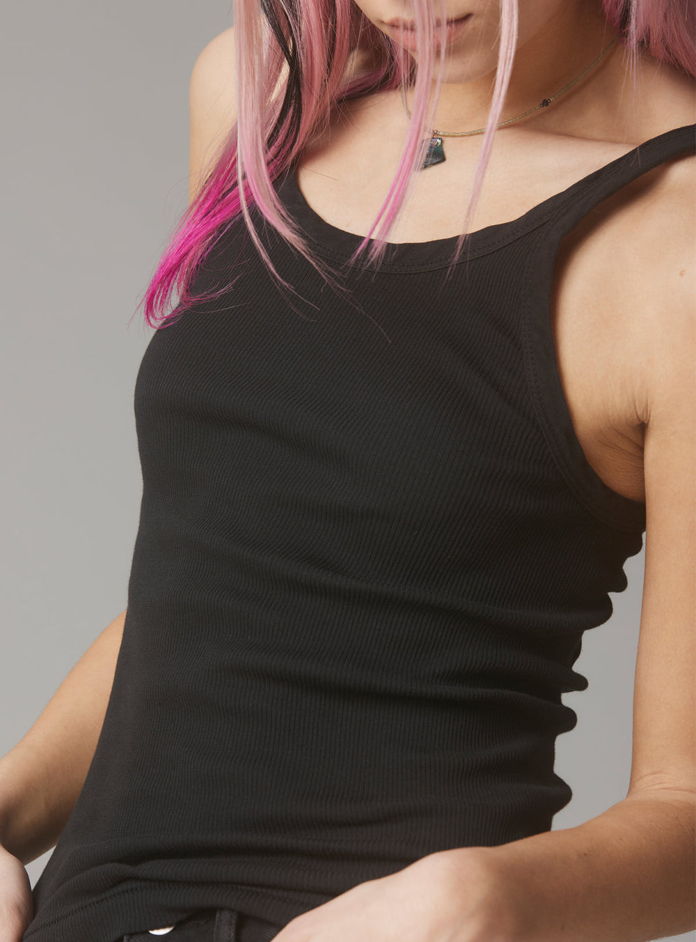Staple Rib Tank - Black | UNIF Clothing for Sale
