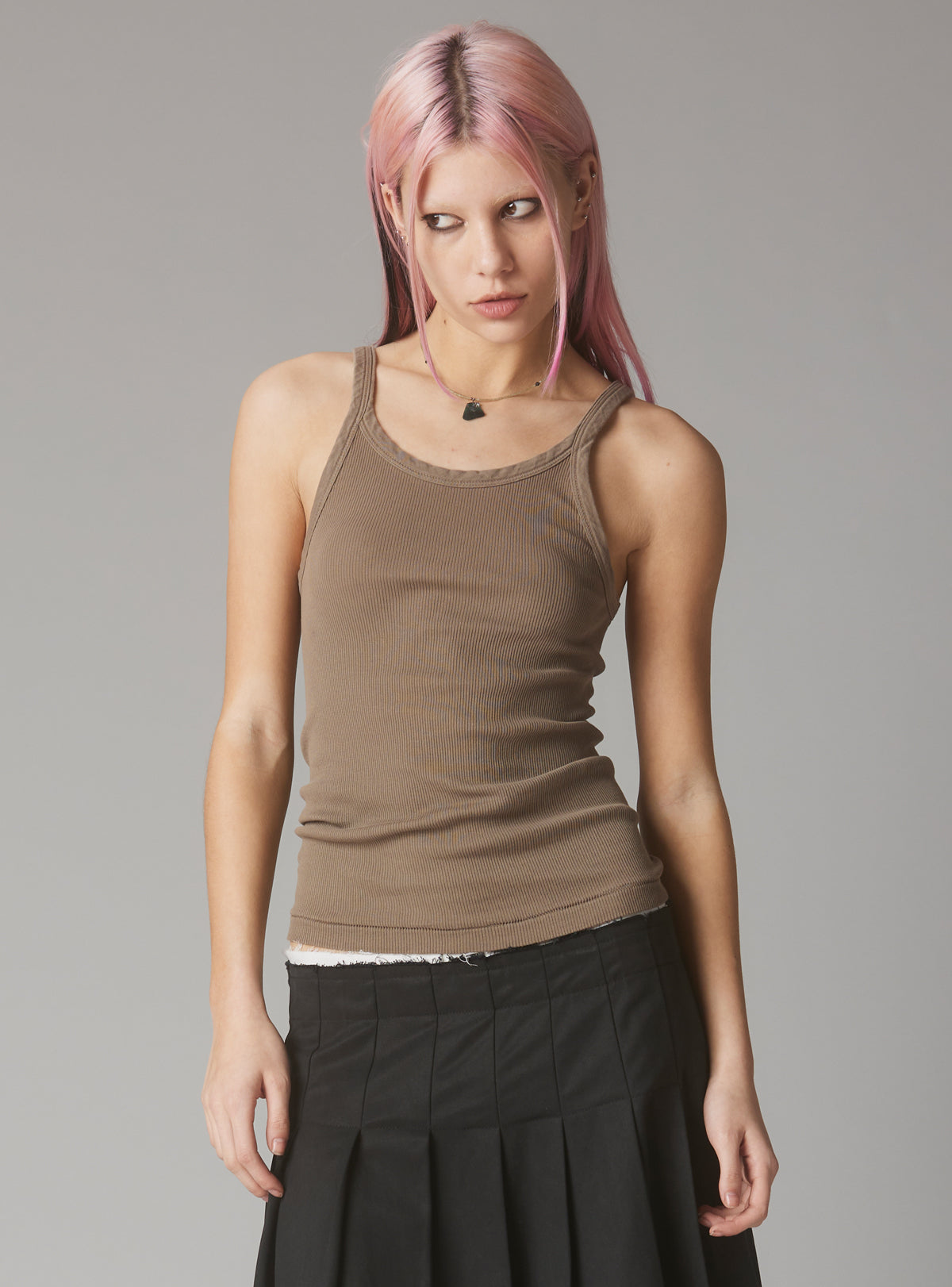 Staple Rib Tank Concrete - Concrete | UNIF Clothing outlet