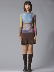 Skye Top Y2K allover-print mesh top with custom artwork - Multi | UNIF Clothing near me