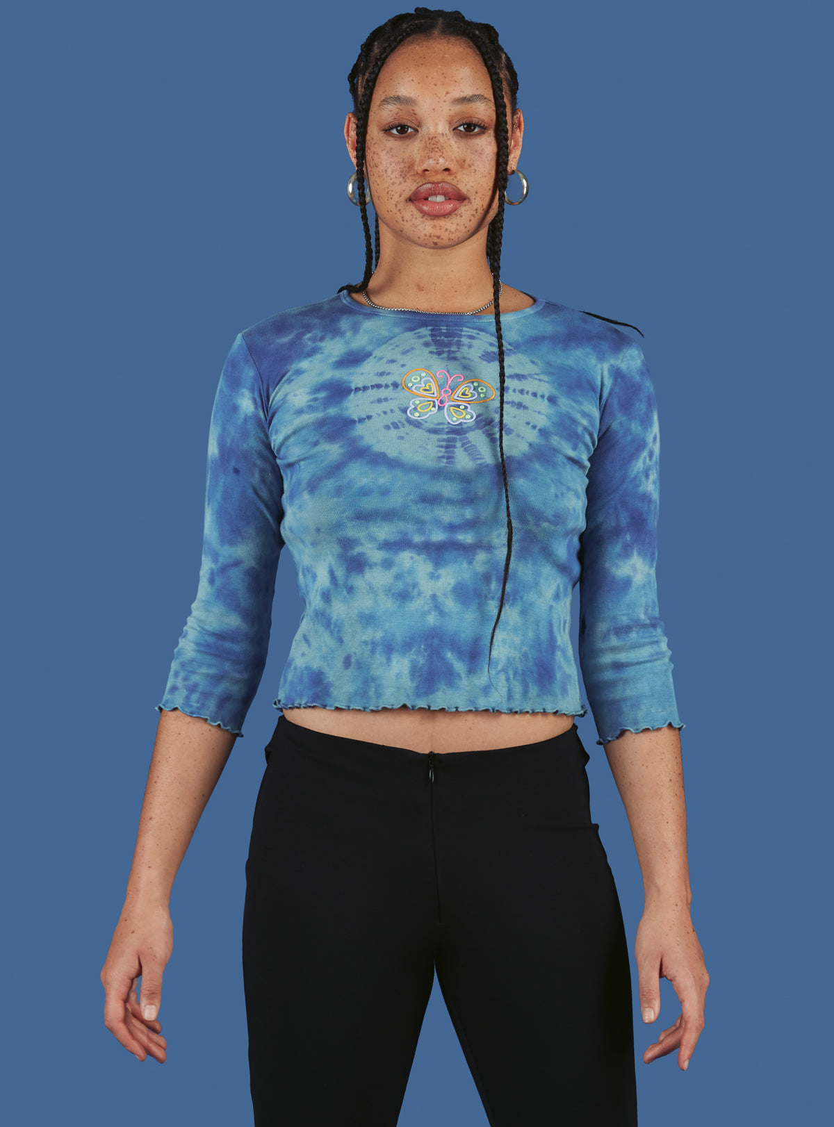 Morpho 3/4 Sleeve - Blue Tie Dye | UNIF Clothing for Sale