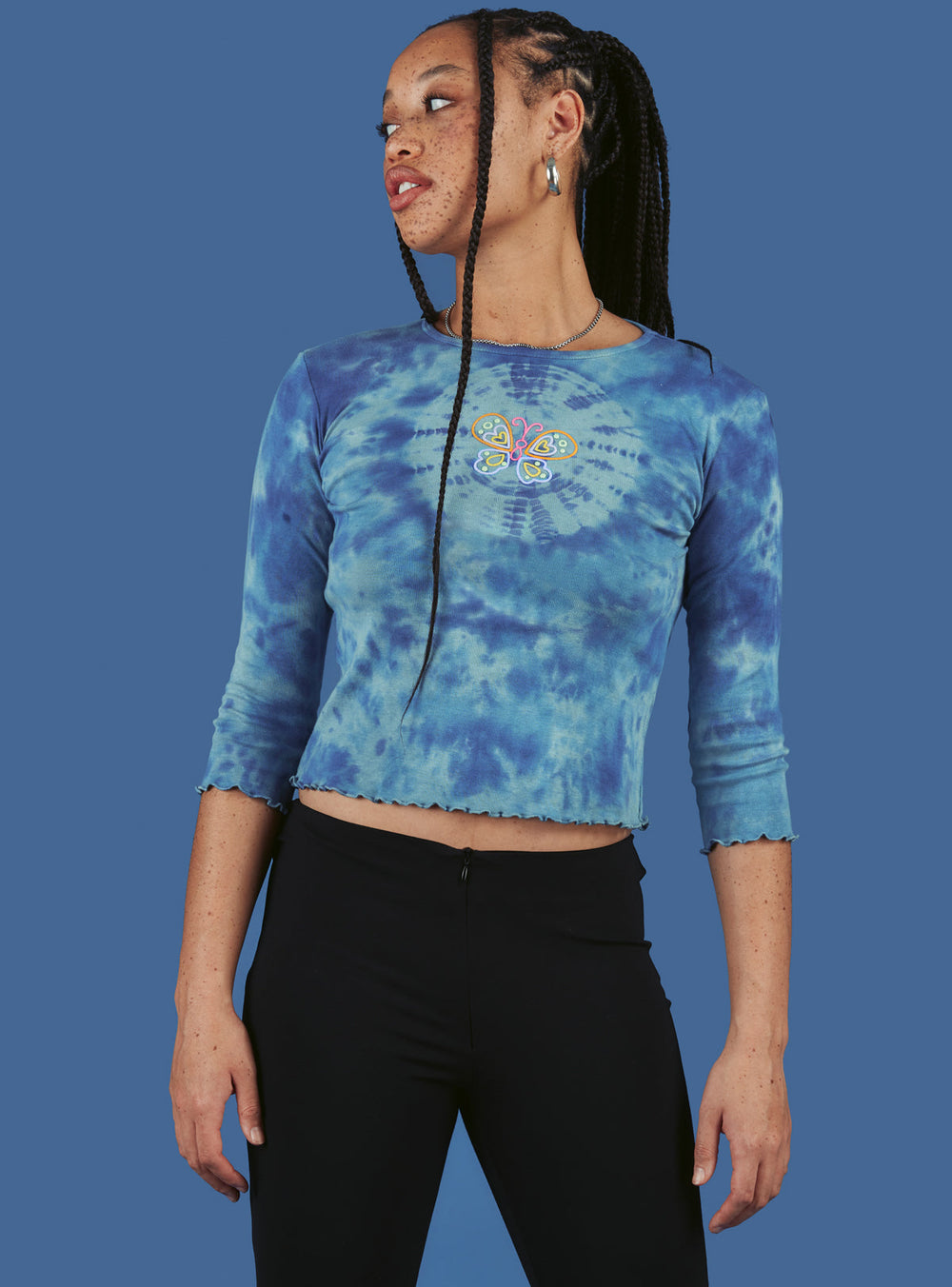 Morpho 3/4 Sleeve - Blue Tie Dye | UNIF Clothing for Sale