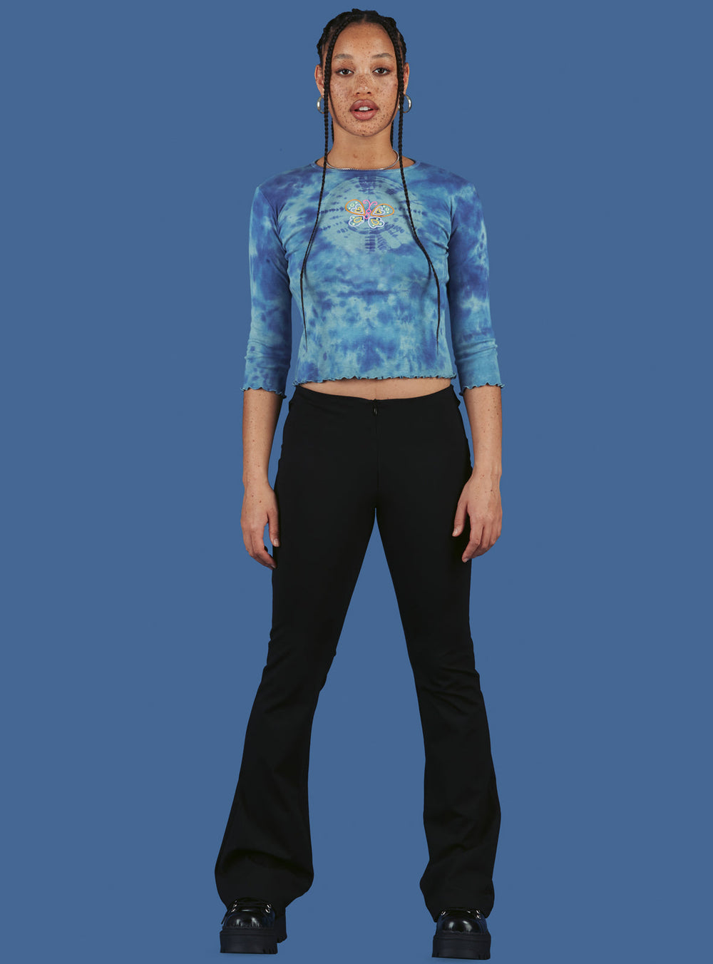 Morpho 3/4 Sleeve - Blue Tie Dye | UNIF Clothing for Sale