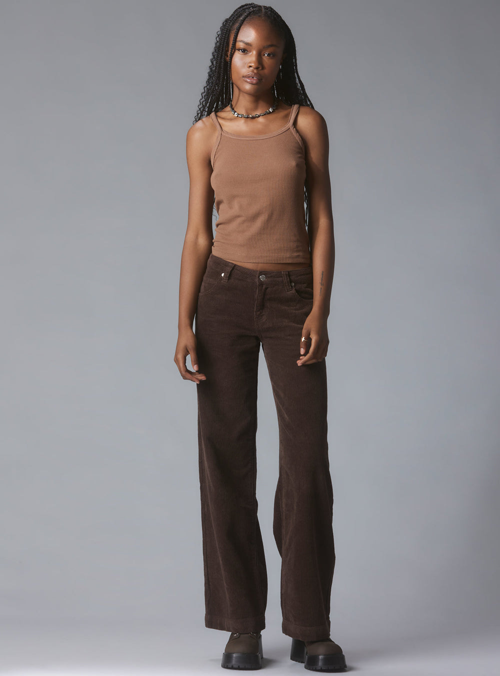 Wide Leg Corduroy Pants In Brown - Brown | UNIF Clothing on Sale