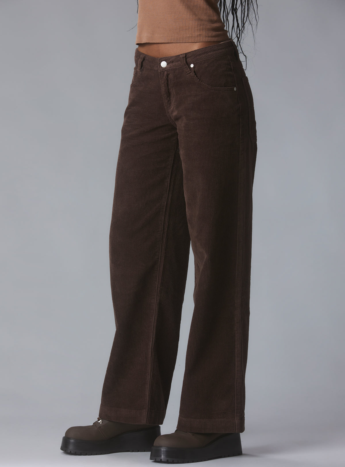 Wide Leg Corduroy Pants In Brown - Brown | UNIF Clothing on Sale