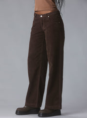 Wide Leg Corduroy Pants In Brown - Brown | UNIF Clothing on Sale