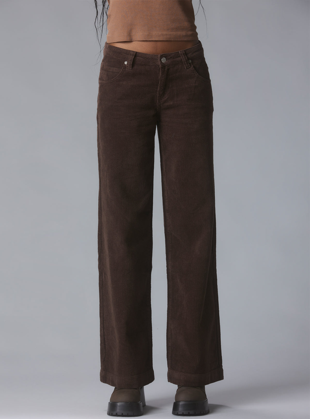Wide Leg Corduroy Pants In Brown - Brown | UNIF Clothing on Sale