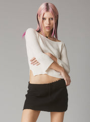 Wool Mini Skirt With Raw Edges - Black | UNIF Clothing discount