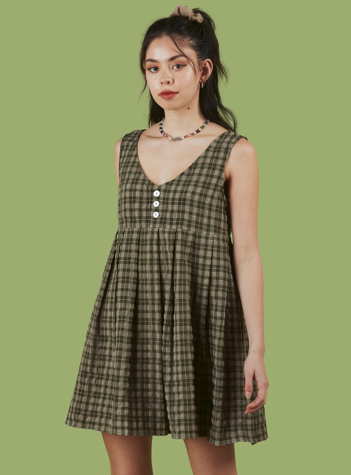 Mizuna Dress - Green Plaid | UNIF Clothing online