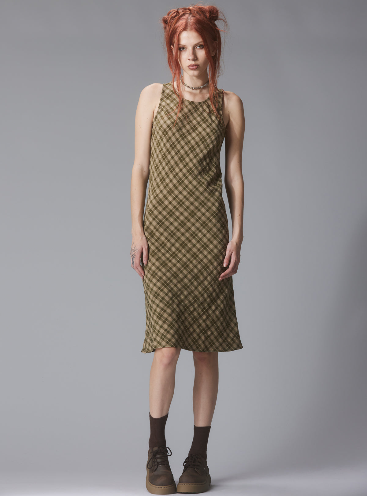 Kelp Dress - Green Plaid | UNIF Clothing online