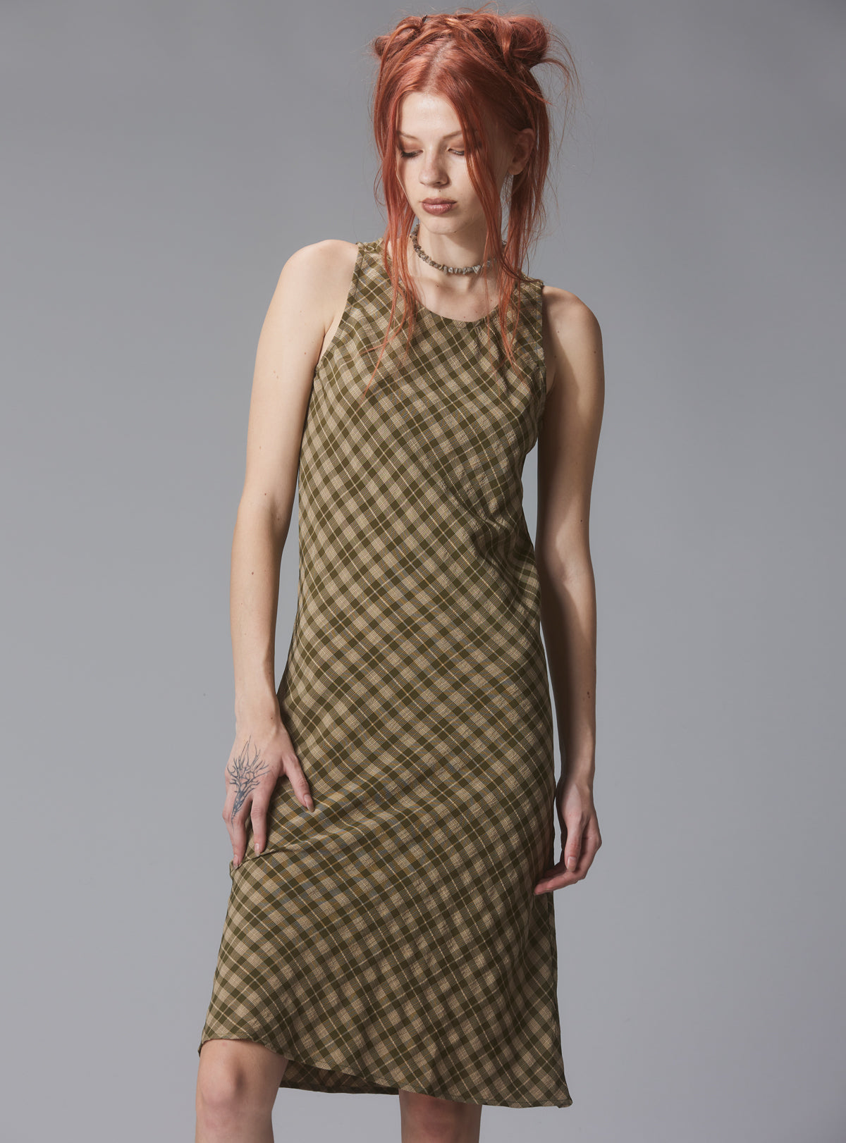 Kelp Dress - Green Plaid | UNIF Clothing online