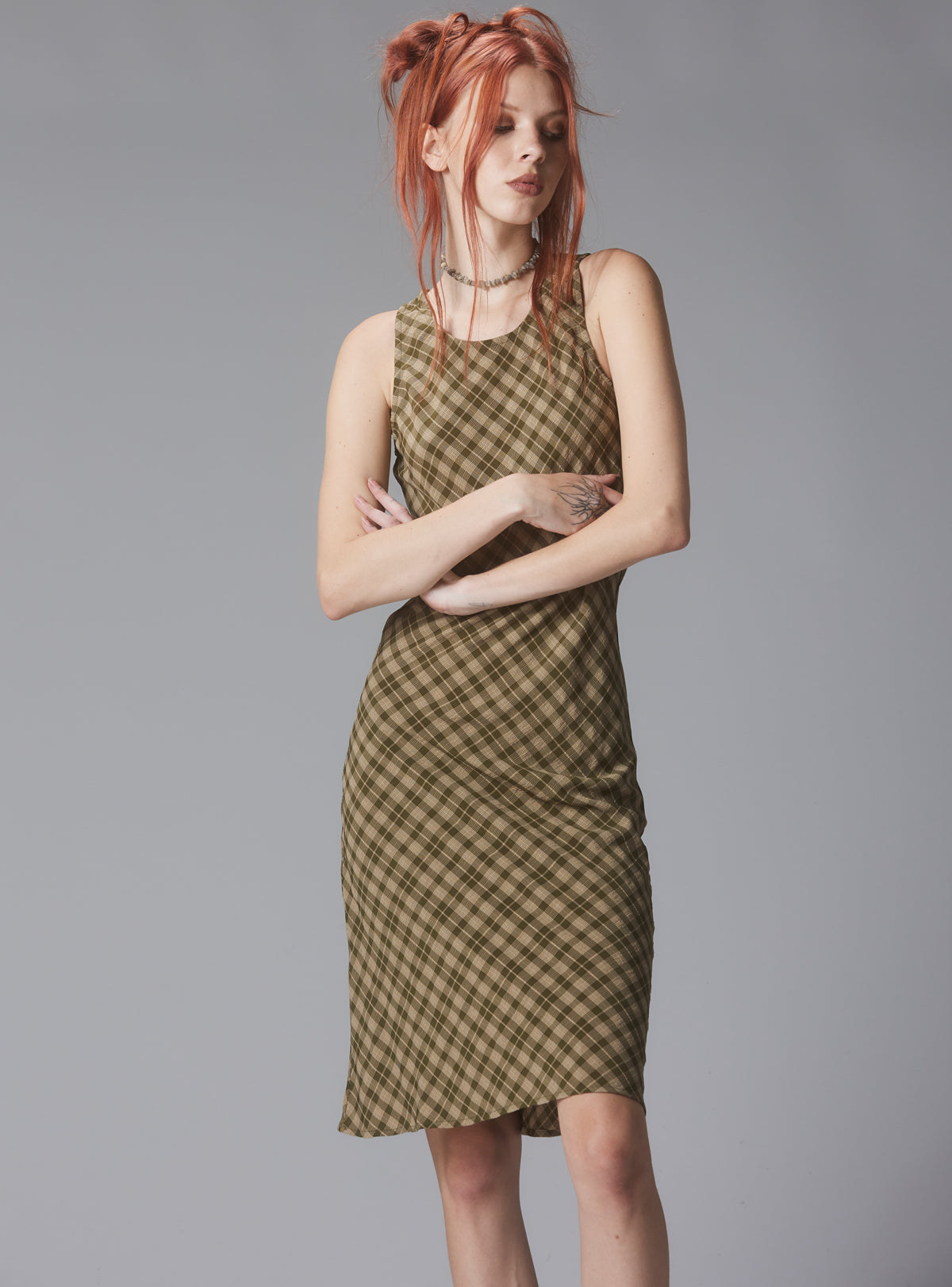 Kelp Dress - Green Plaid | UNIF Clothing online