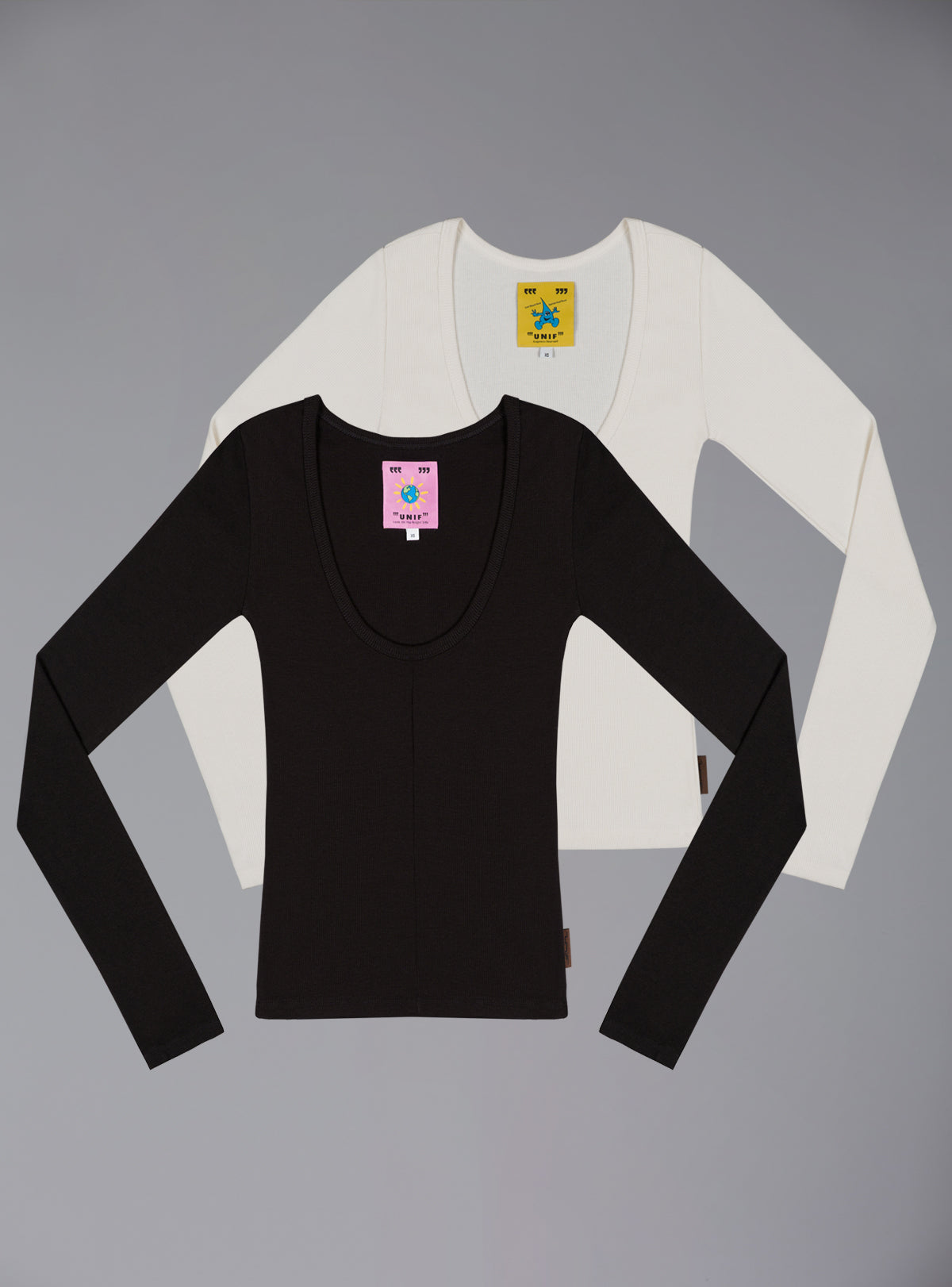 Scoop Long Sleeve 2-pack - Black/Off White | UNIF Clothing online