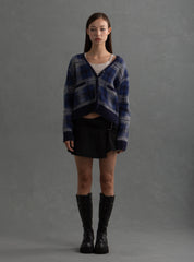 Ty Cardigan - Blue Plaid | UNIF Clothing online