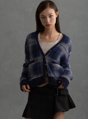 Ty Cardigan - Blue Plaid | UNIF Clothing online