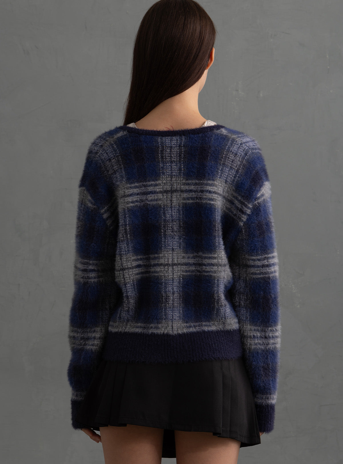 Ty Cardigan - Blue Plaid | UNIF Clothing online