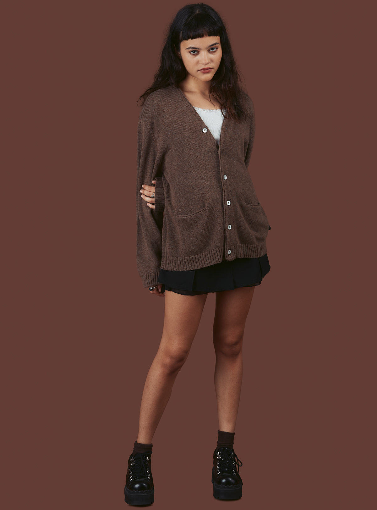 Y Cardigan - Brown | UNIF Clothing for Sale