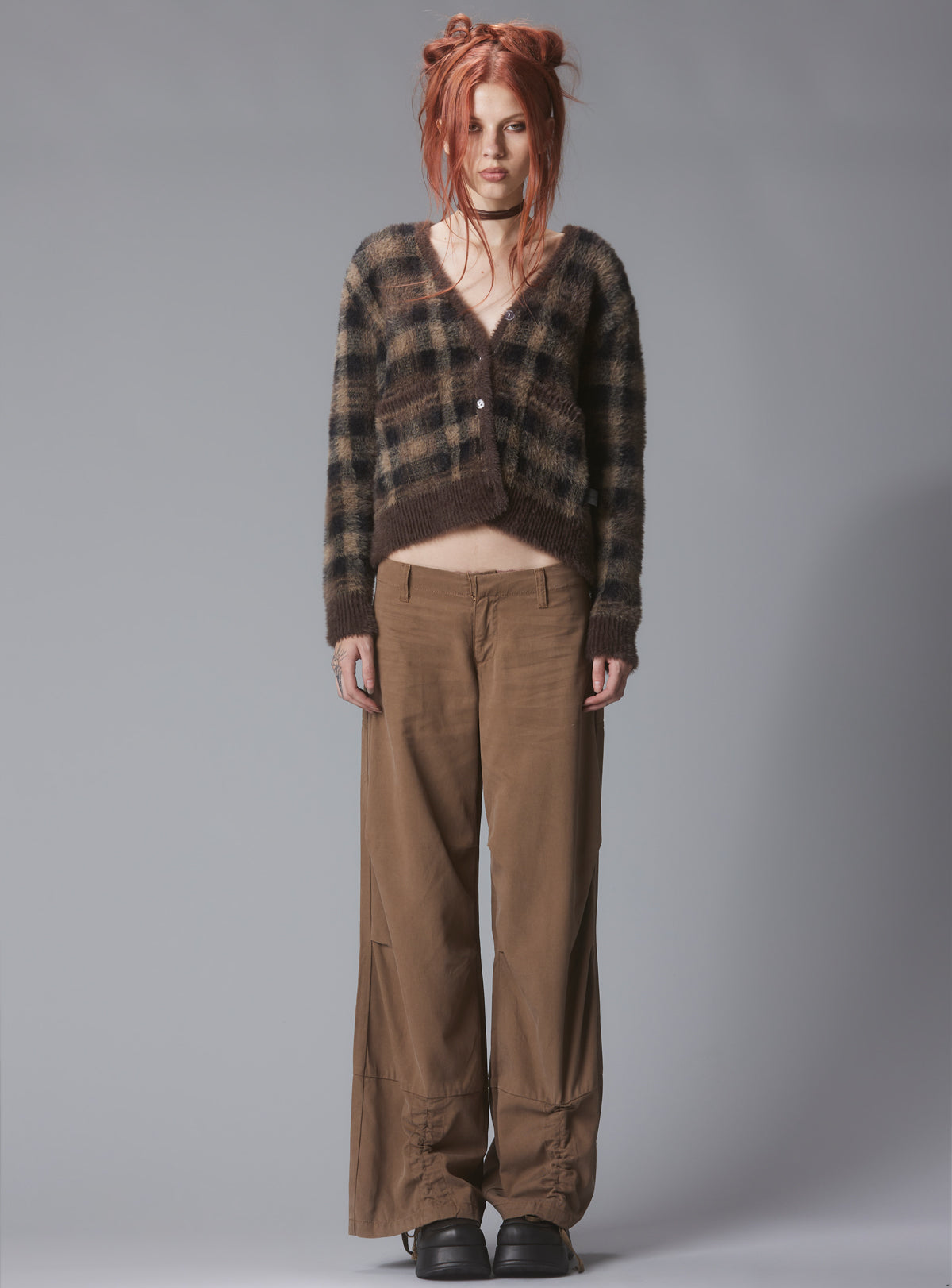 Ty Cardigan - Brown Plaid | UNIF Clothing near me